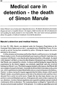 Medical care in detention - the death of Simon Marule