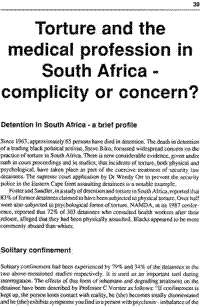 Toture and the medical profession in South Africa - complicity or concern?
