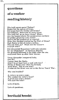 Questions of a worker reading histroy