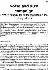 Noise and dust campaign - FAWU`s struggle for better conditions in the milling industry