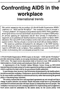 Confronting AIDS in the workplace - international trends