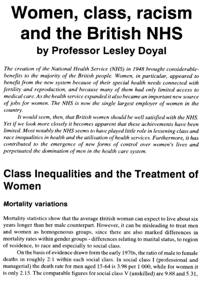 Women, class, racism and the British NHS