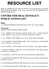 Resource list