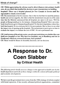A response to Dr Coen Slabbert