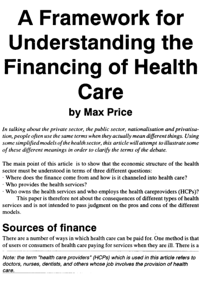 A framework for understanding the financing of health care