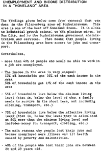 Unemployment and income distribution in a homeland area