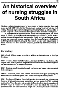 An historical overview of nursing struggles in South Africa