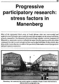 Progressive participatory research: stress factors in Manenberg