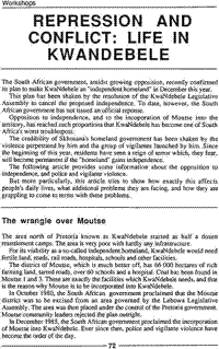 Repression and conflict: life in KwaNdebele