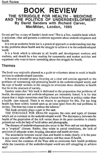 Book review: The struggle for health - medicine and the politics of underdevelopment