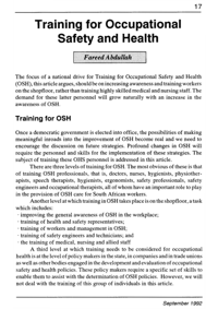 Training for occupational safety and health