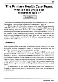 Primary health care team: what is it and who is best equipped to lead it?