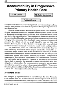 Accountability in progressive primary health care