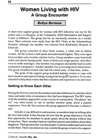 Women living with HIV: a group encounter