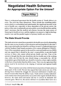 Negotiated health schemes: an apppropriate option for the unions?