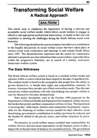 Transforming social welfare: a radical approach