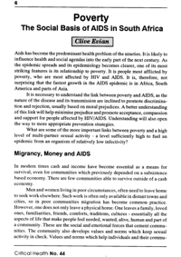 Poverty: the social basis of AIDS in South Africa