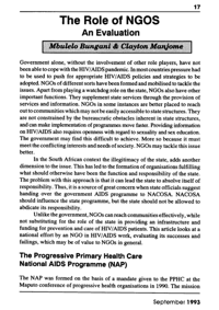 The role of NGOs: an evaluation