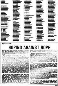Reflection: Hoping against hope