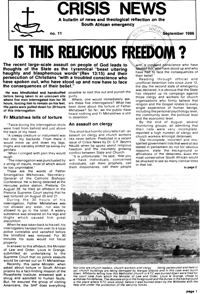 Crisis News Number 11 August 1986