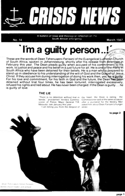 Crisis News Number 14 March 1987