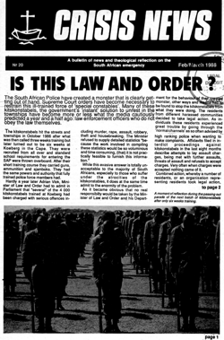 Crisis News Number 20 February/March 1988