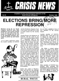 Crisis News Number 25 October 1988