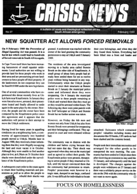 Crisis News Number 27 February 1989