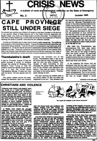 Crisis News Number 2 October 1985