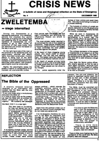 Crisis News Number 4 December 1985