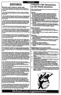 Cosatu CEC Resolution on the Natal situation