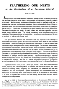 Feathering our nests: or the confessions of a European liberal