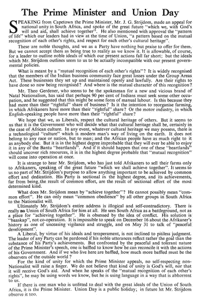 The Prime Minister and Union Day