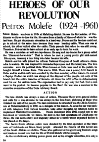 Heroes of our revolution: Petros Molefe (1924-1961)