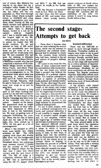 The second stage: attempts to get back