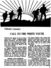 Editorial comment: Call to the white youth