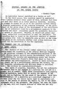 Critical remarks of the question of the terror tactic