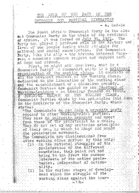 The role of the SACP in the struggle for national liberation
