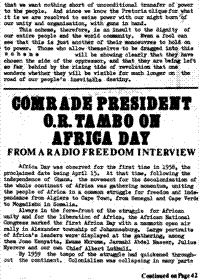 Comrade President OR Tambo on Africa Day