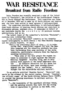 War resistance broadcast from Radio Freedom