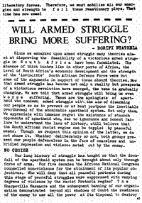 Will armed struggle bring more suffering?
