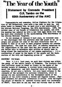 The year of the youth - Statement on the 69th anniversary of the ANC
