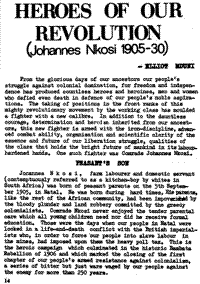 Heroes of our revolution - Johannes Nkosi 1905-30