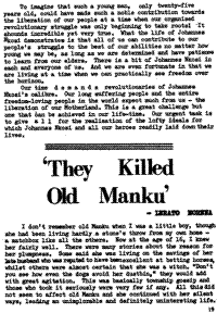 'They killed old Manku'
