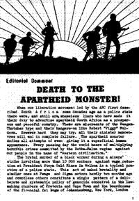 Editorial comment: Death to the apartheid monster!