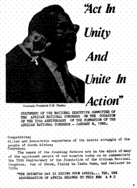 'Act in unity and unite in action'