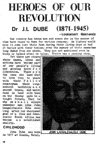 Heroes of our revolution: Dr J L Dube (1871-1945)
