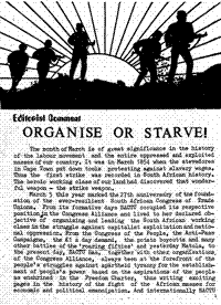 Editorial comment: Organise or starve!