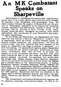 An MK combatant speaks on Sharpeville