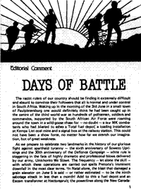 Editorial comment: Days of battle